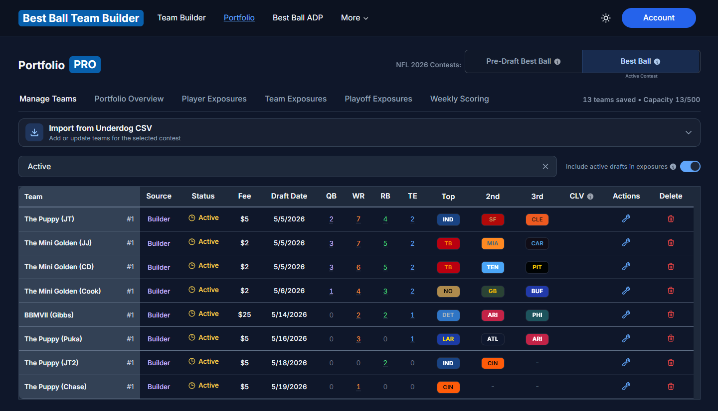 Saving an active slow draft in Team Builder