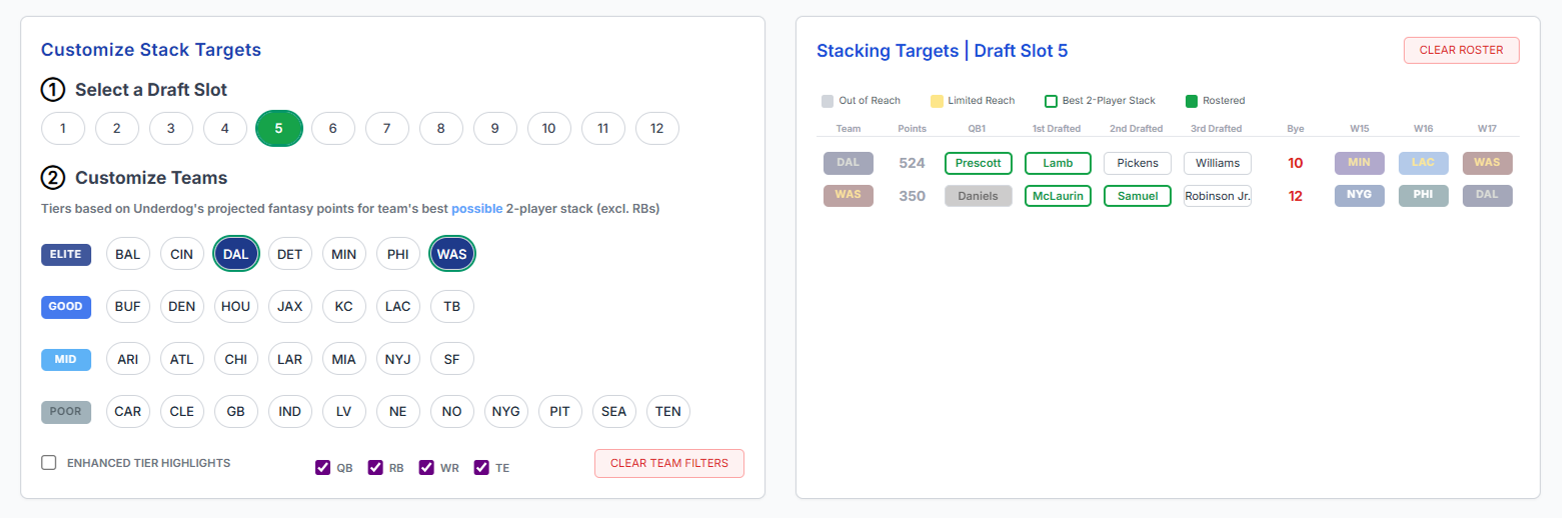 Team Tier Filters